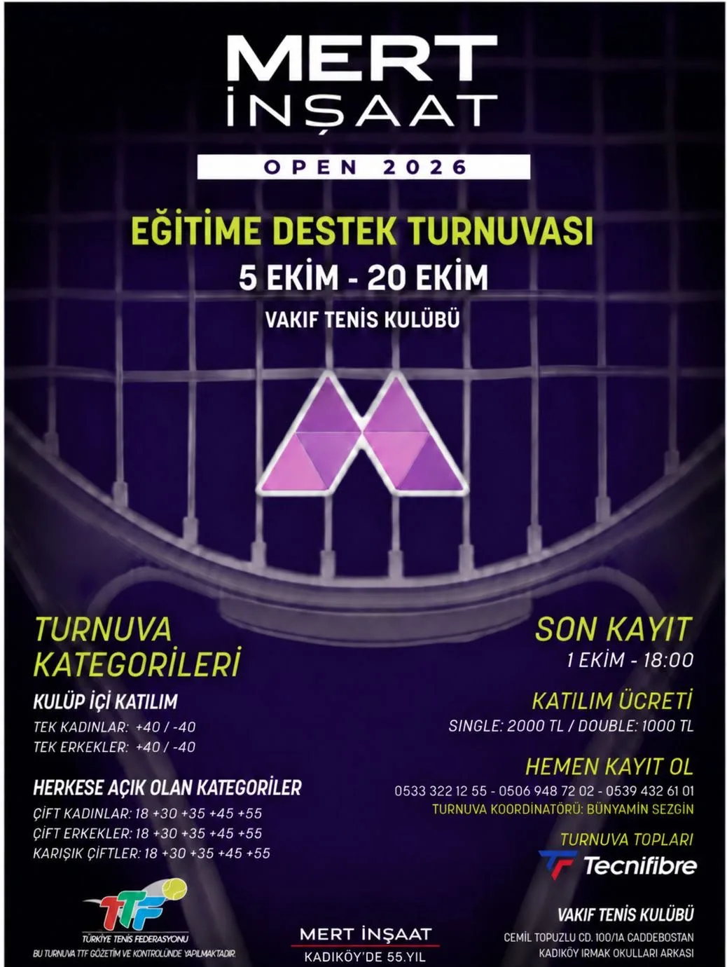 🎾 Mert İnşaat Open 2026 – Eğitime Destek Turnuvası